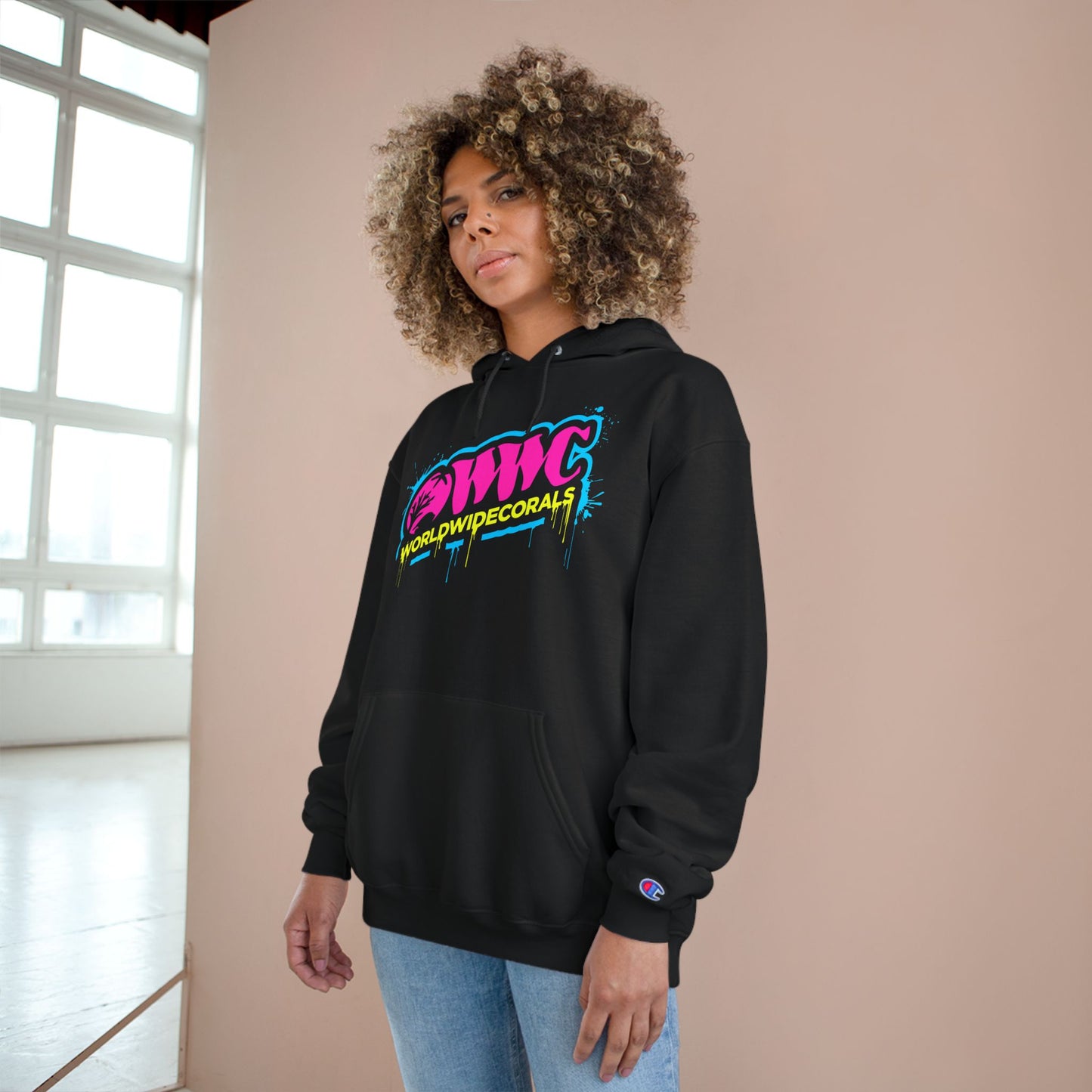 WWC Paint Drip Pink Champion Hoodie