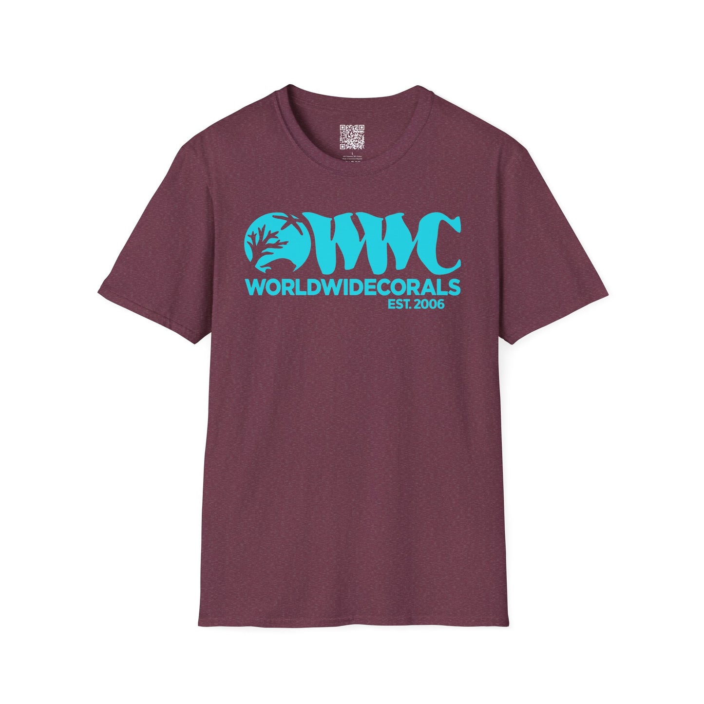 World Wide Corals Logo T-Shirt - Heather Maroon w/Blue Logo