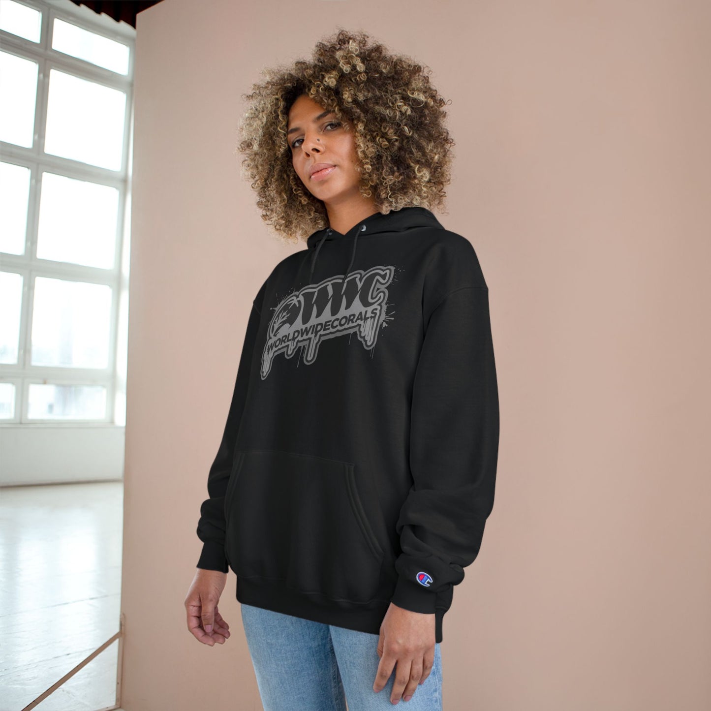 WWC Paint Drip Grey Champion Hoodie