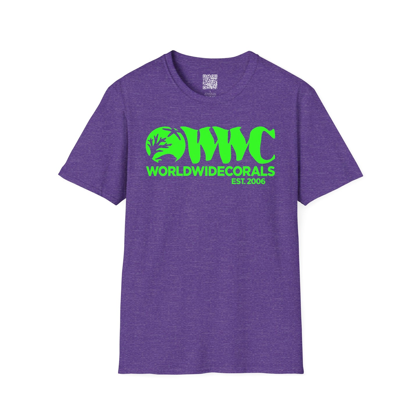 World Wide Corals Logo T-Shirt - Heather Purple w/Green Logo