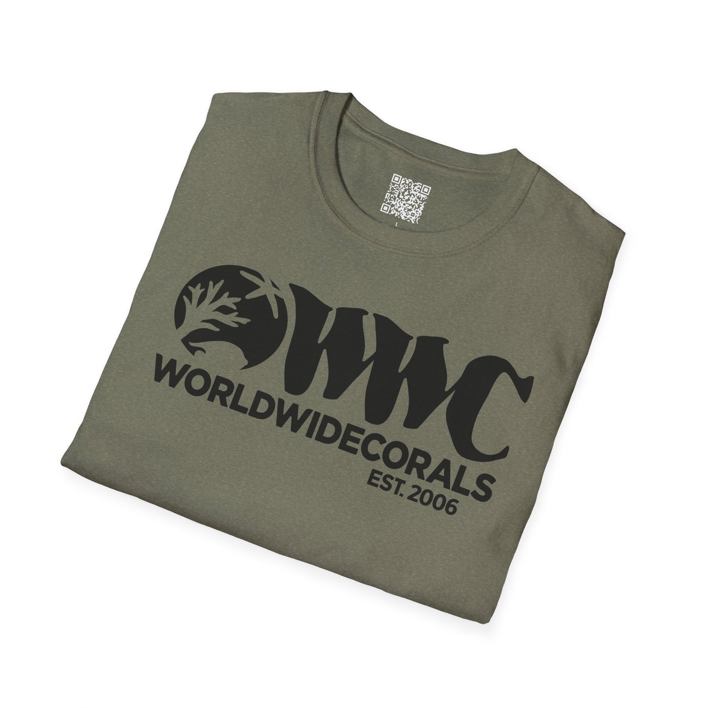 World Wide Corals Logo T-Shirt - Heather Military Green w/Black Logo
