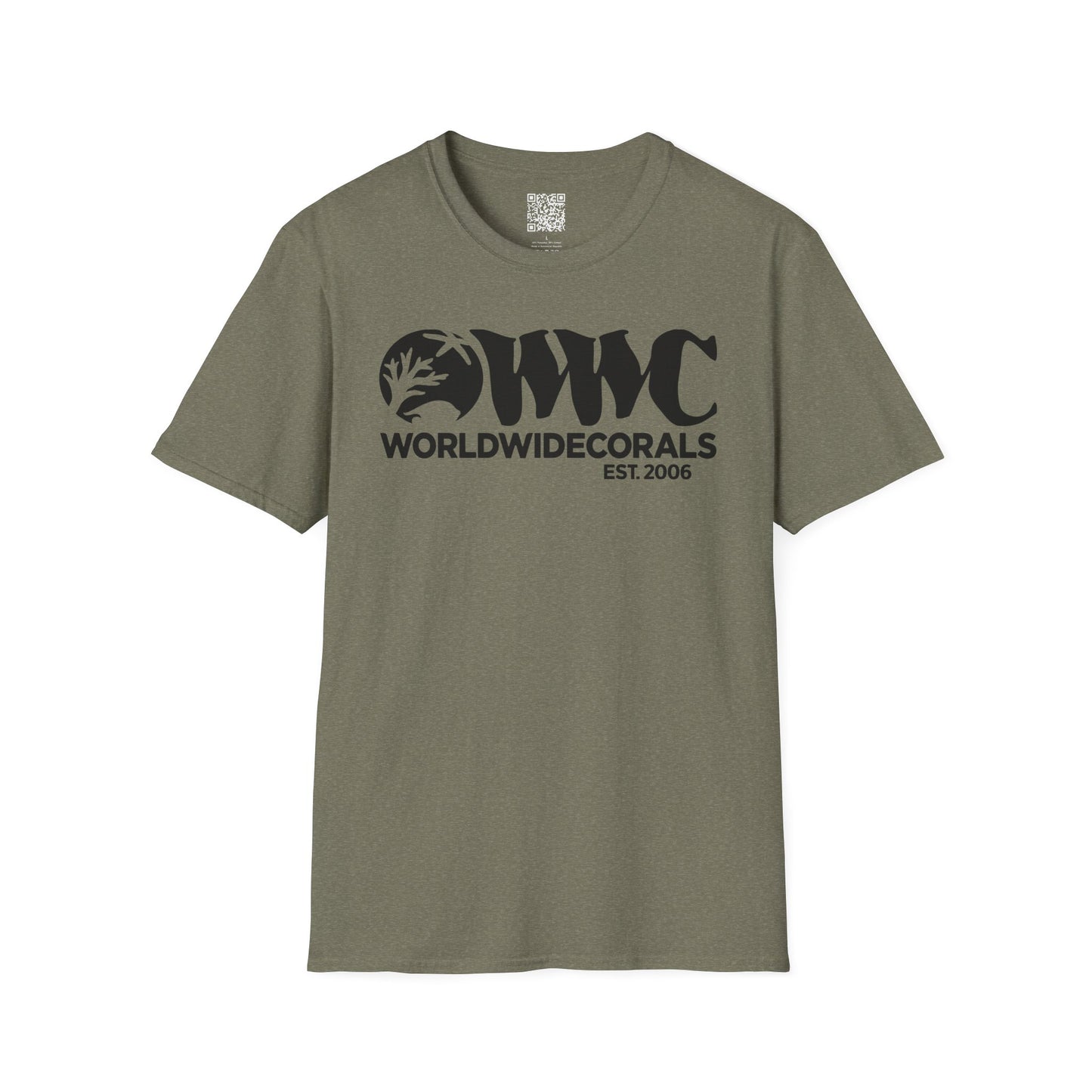World Wide Corals Logo T-Shirt - Heather Military Green w/Black Logo