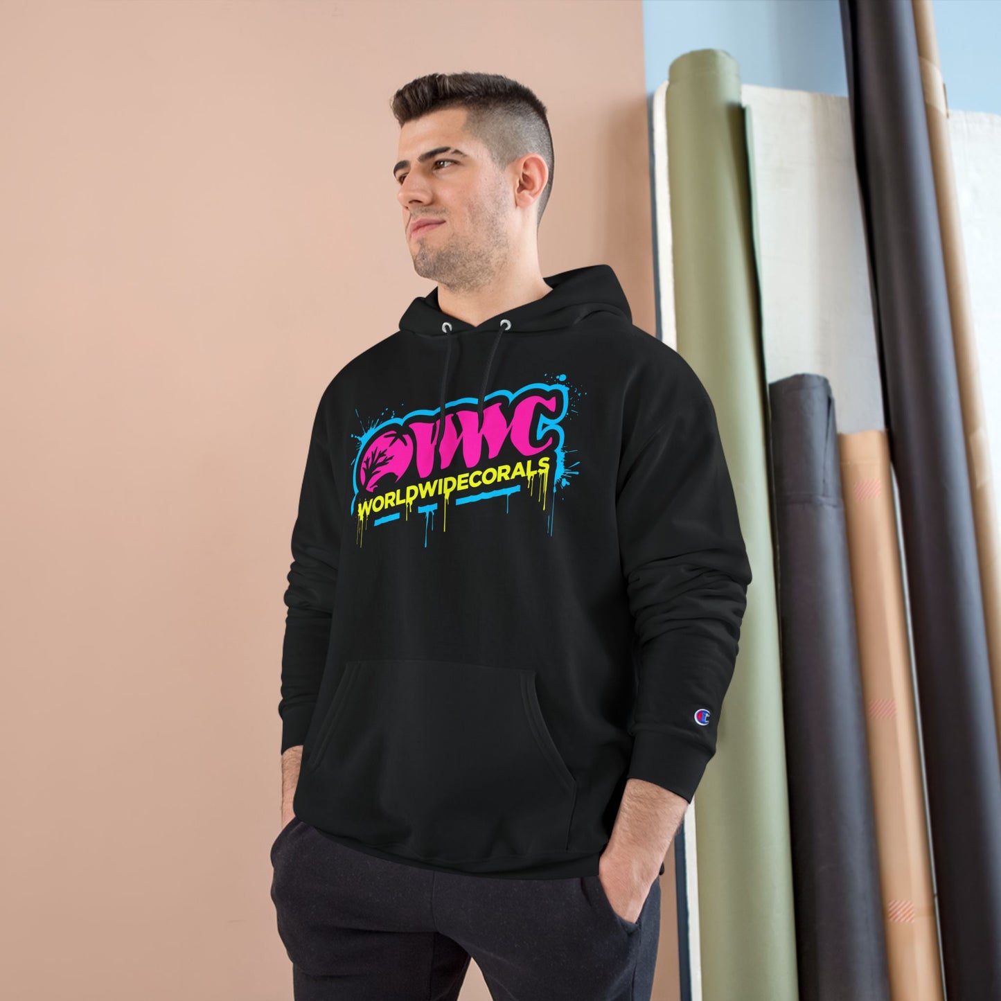 WWC Paint Drip Pink Champion Hoodie