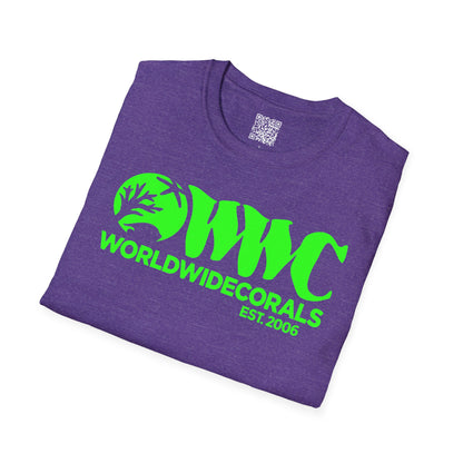 World Wide Corals Logo T-Shirt - Heather Purple  w/Green Logo